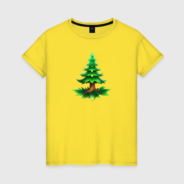 Женская футболка хлопок Мультяшная ёлочка фото