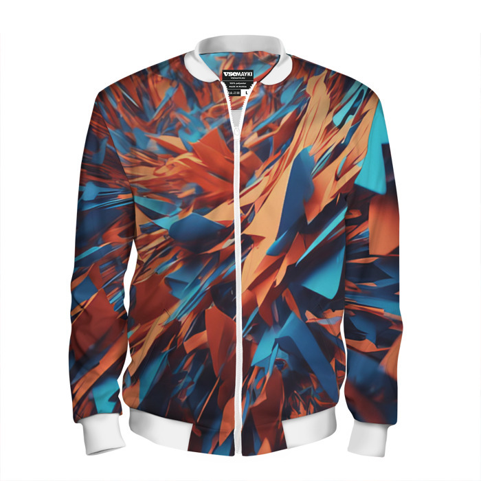 Мужской бомбер 3D Ломаные частицы   нейросеть фото