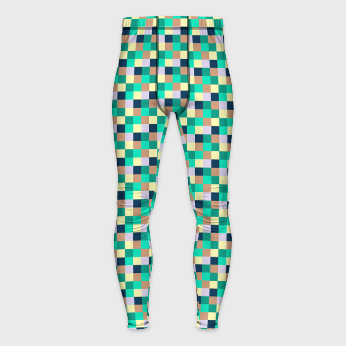 Мужские тайтсы 3D Жёлто зелёный пискели фото