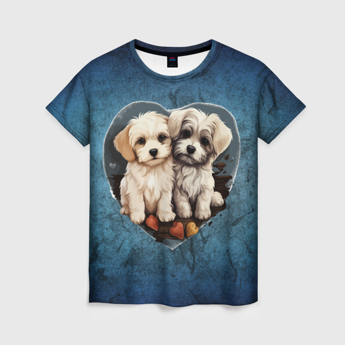 Женская футболка 3D Пара болонок фото