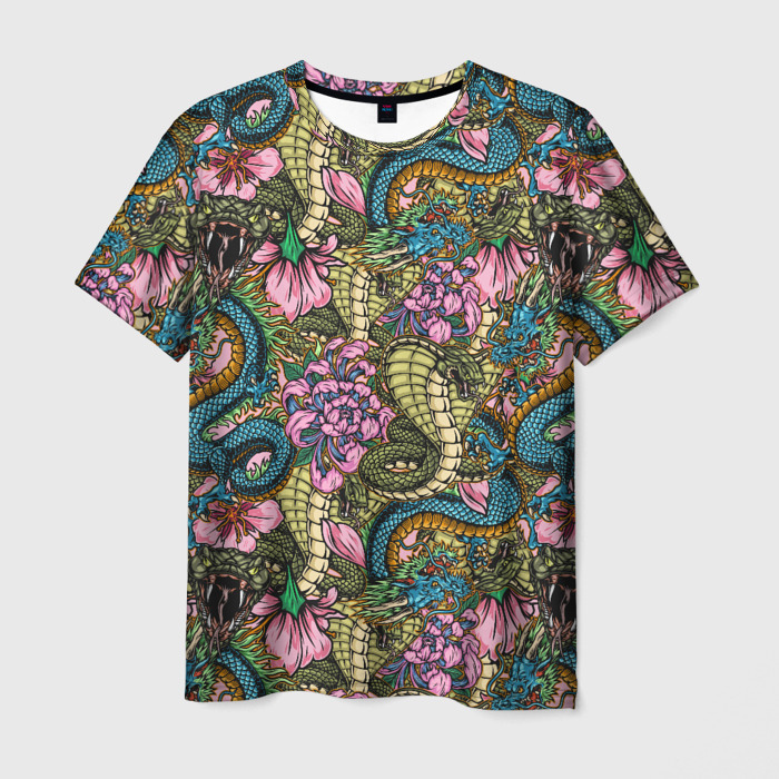 Мужская футболка 3D Драконы и змеи фото