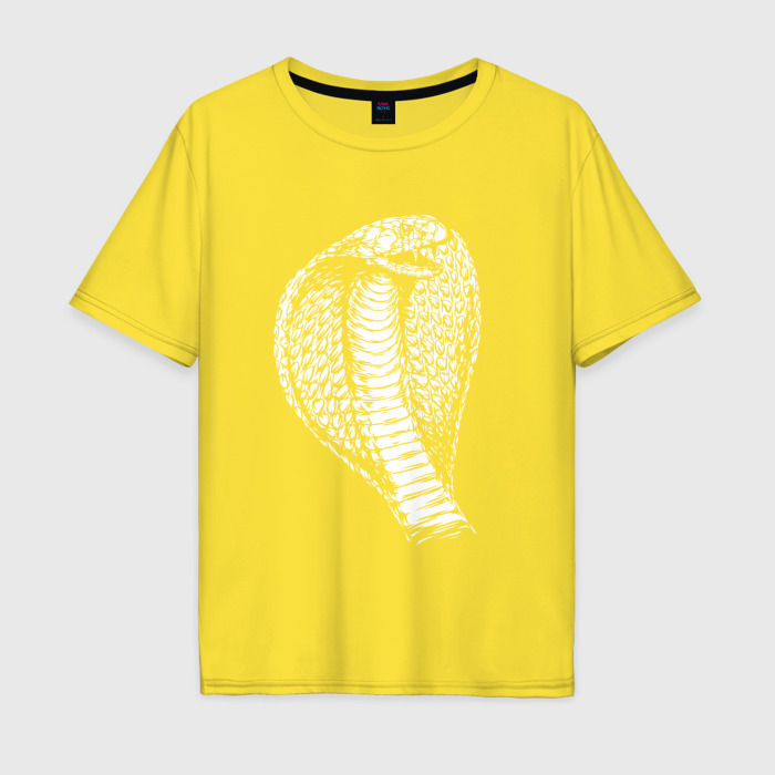 Мужская футболка хлопок Oversize Кобра белая фото