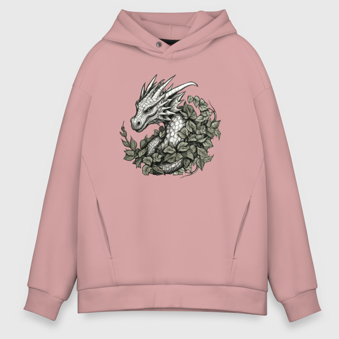 Мужское худи Oversize хлопок Лиственный дракон фото