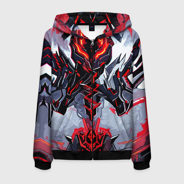 Мужская толстовка 3D на молнии Красный и чёрный разлом фото