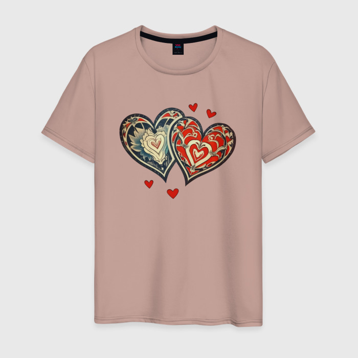 Мужская футболка хлопок Сердца Ар деко фото