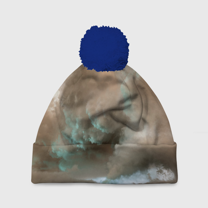 Шапка 3D c помпоном Серо коричневые облака фото