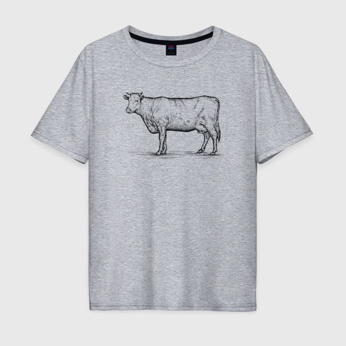 Мужская футболка хлопок Oversize Профиль коровы фото
