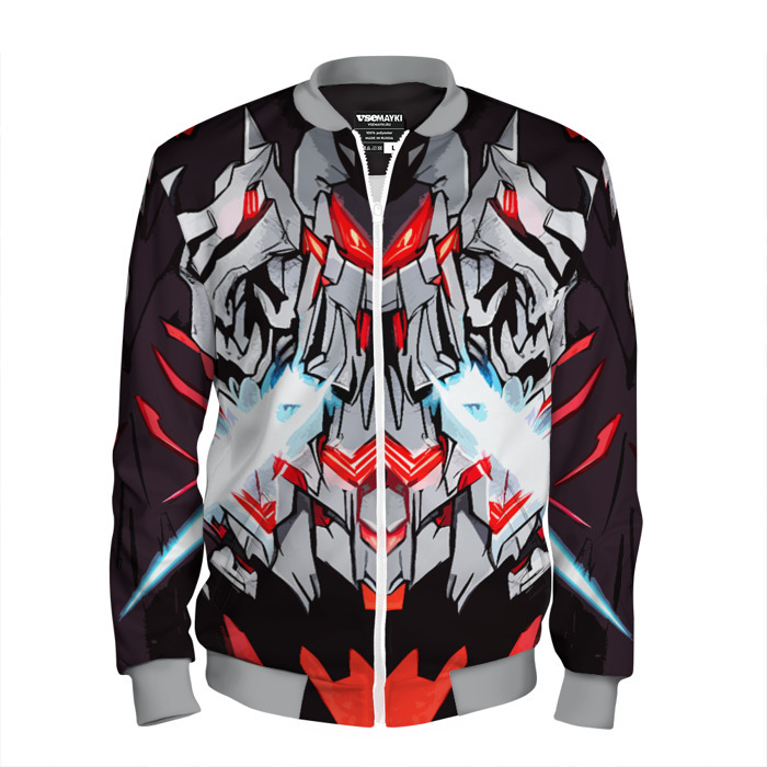 Мужской бомбер 3D Белый камень и красные линии фото