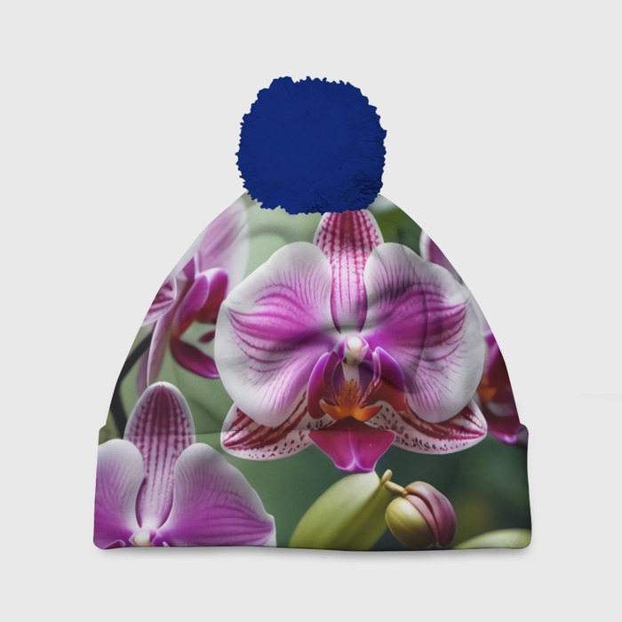 Шапка 3D c помпоном Орхидеи дикорастущие фото