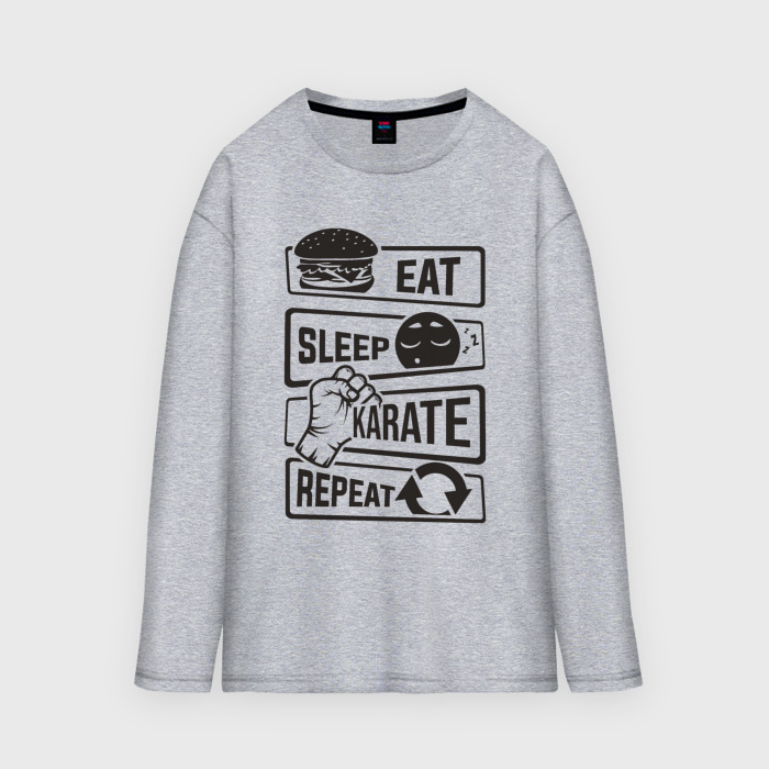 Мужской лонгслив oversize хлопок Есть спать карате фото