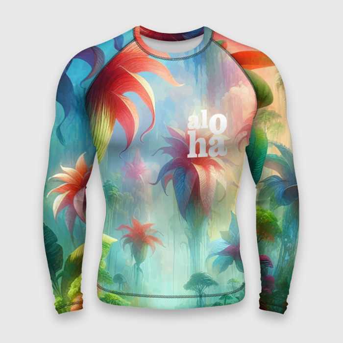 Мужской рашгард 3D Сказочный райский сад   алоха фото