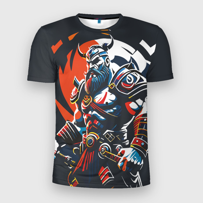Мужская футболка 3D Slim Викинг в доспехах фото