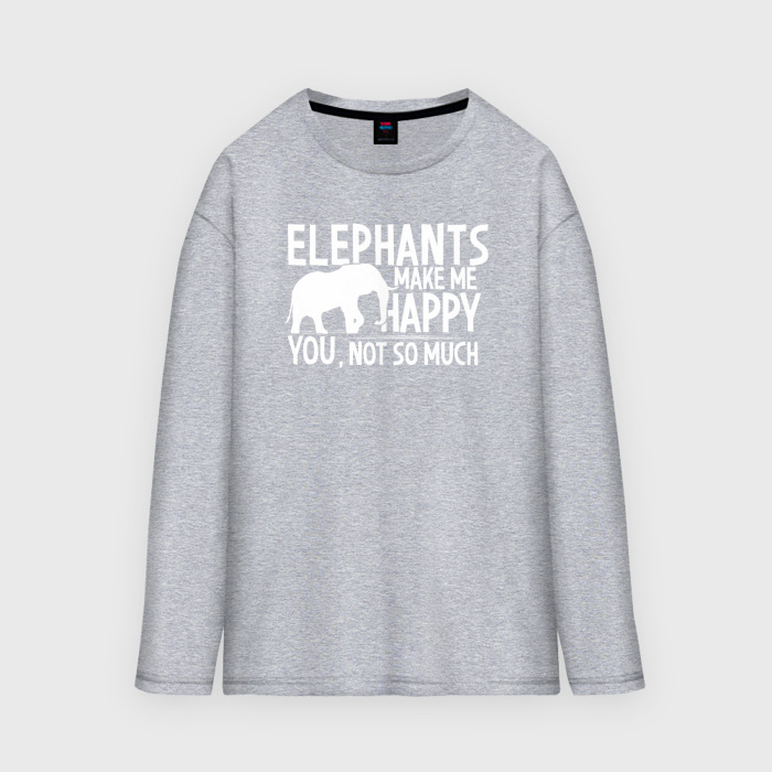 Мужской лонгслив oversize хлопок Слоны делают меня счастливым фото