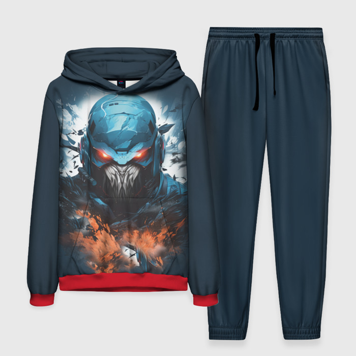 Мужской костюм с толстовкой 3D Кибер робот в гневе фото