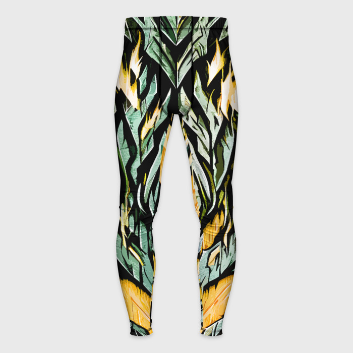 Мужские тайтсы 3D Камень и жёлтый огонь фото