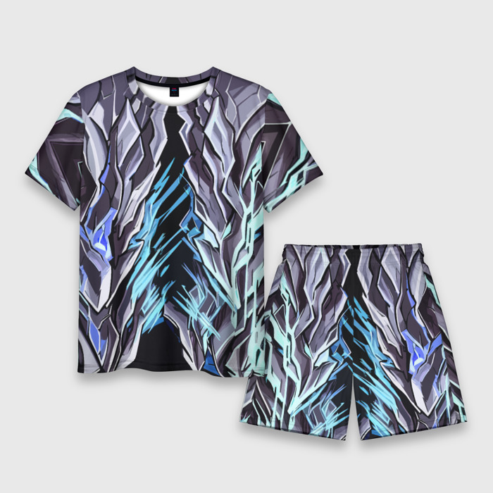 Мужской костюм с шортами 3D Камень и синие полосы фото