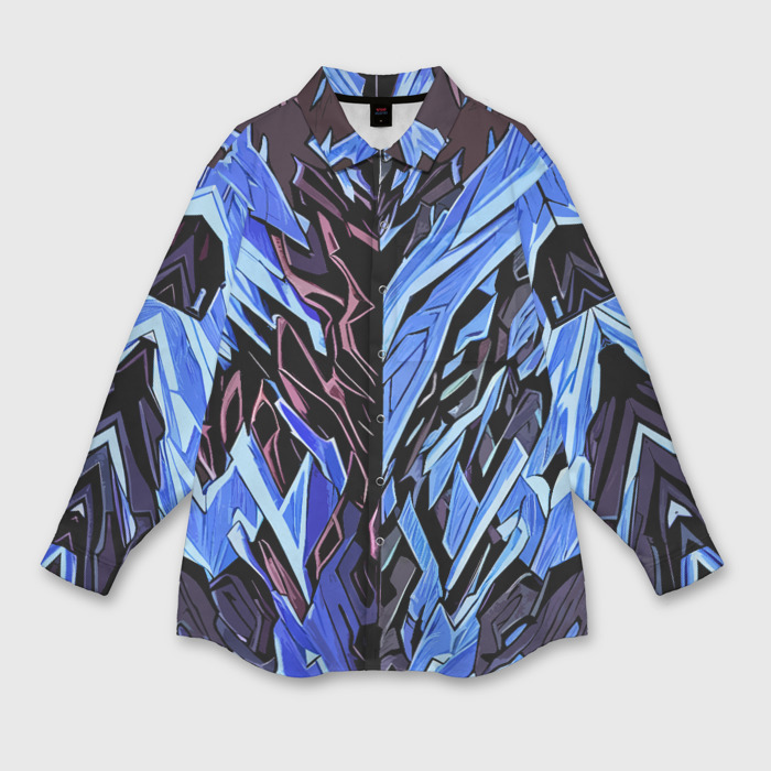 Мужская рубашка oversize 3D Чёрный камень и синий минерал фото