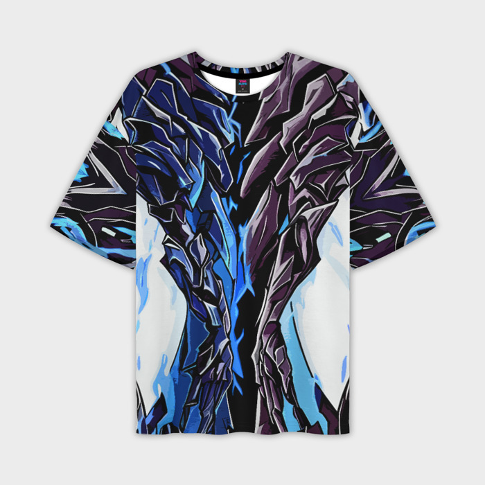 Мужская футболка oversize 3D Синий камень на белом фоне фото