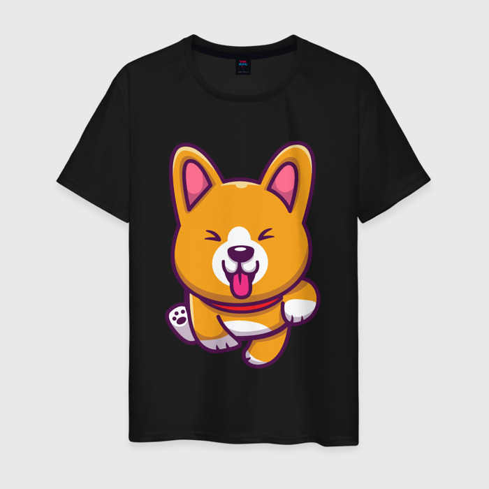 Мужская футболка хлопок Довольный корги фото
