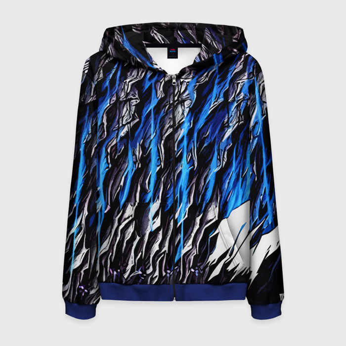 Мужская толстовка 3D на молнии Камень и синие полосы фото