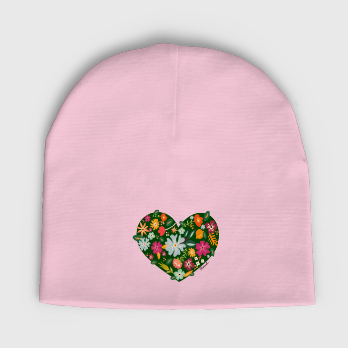 Мужская шапка демисезонная Сердце из цветов и травы фото