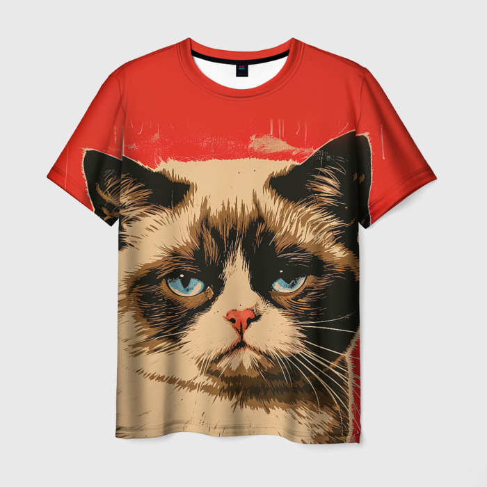 Мужская футболка 3D Кот  антиВалентин фото