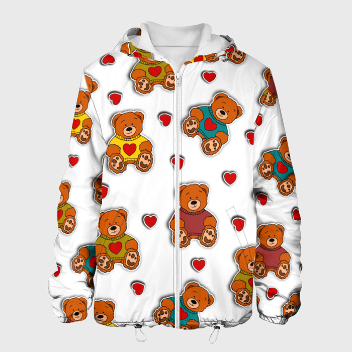 Мужская куртка 3D Наклейки мишки игрушечные и сердца фото