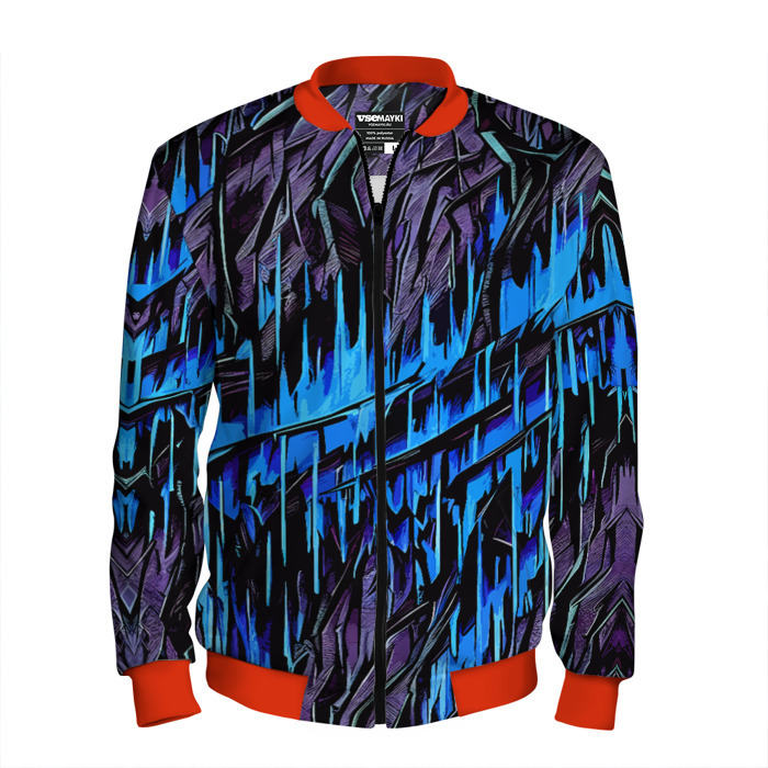 Мужской бомбер 3D Камень и синие полосы фото