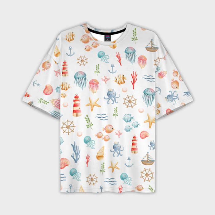 Мужская футболка oversize 3D На дне морском фото