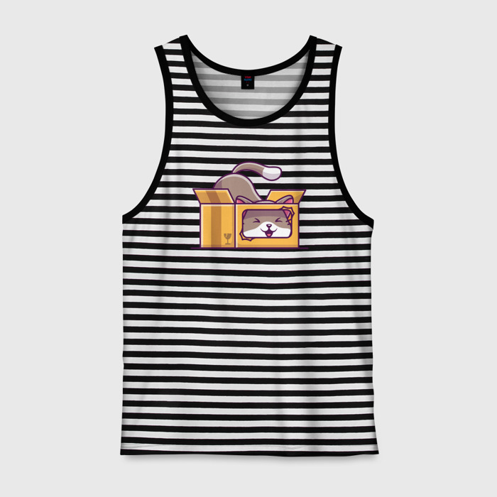 Мужская майка хлопок Кошка в коробке фото