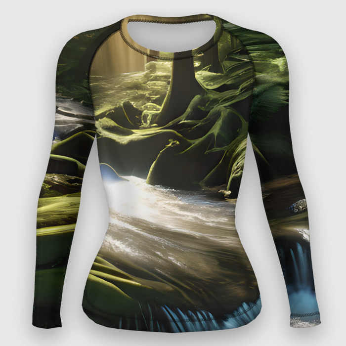 Женский рашгард 3D Водопад в лесу фото