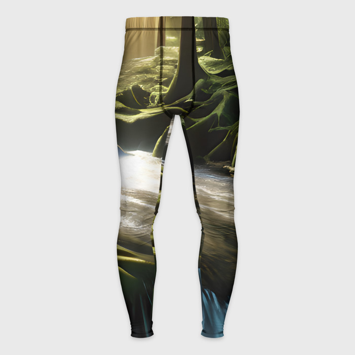 Мужские тайтсы 3D Водопад в лесу фото