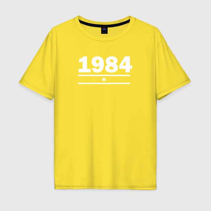 Мужская футболка хлопок Oversize 1984 с белой звездой фото