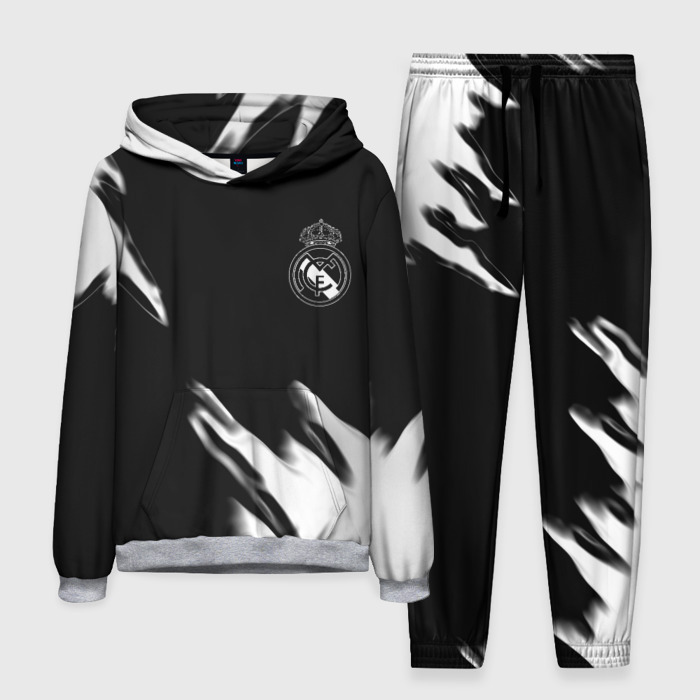 Мужской костюм с толстовкой 3D Real madrid белые краски текстура фото
