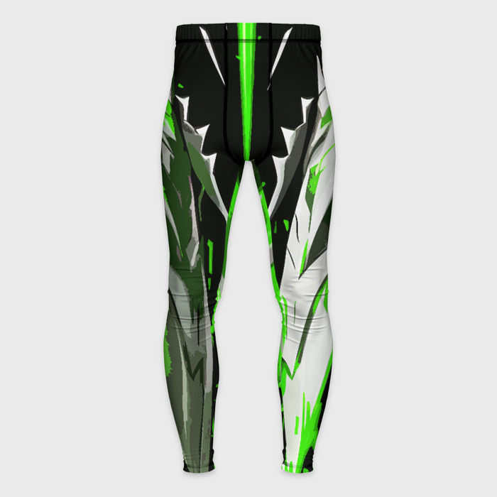 Мужские тайтсы 3D Металл и зелёные линии фото