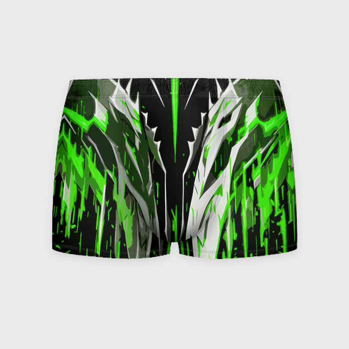 Мужские трусы 3D Металл и зелёные линии фото