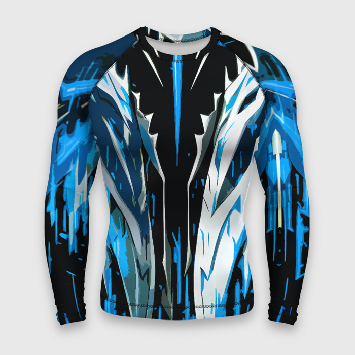 Мужской рашгард 3D Металл и синие линии фото