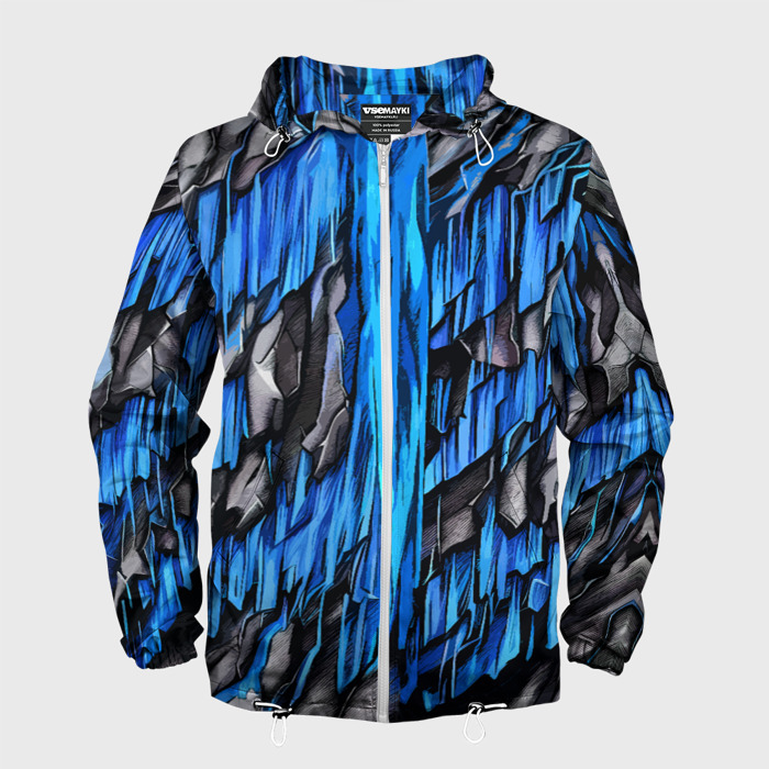 Мужская ветровка 3D Камень и синяя слизь фото
