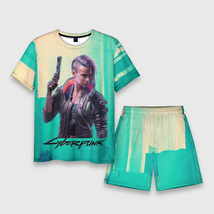 Мужской костюм с шортами 3D Cyberpunk 2077 game color фото