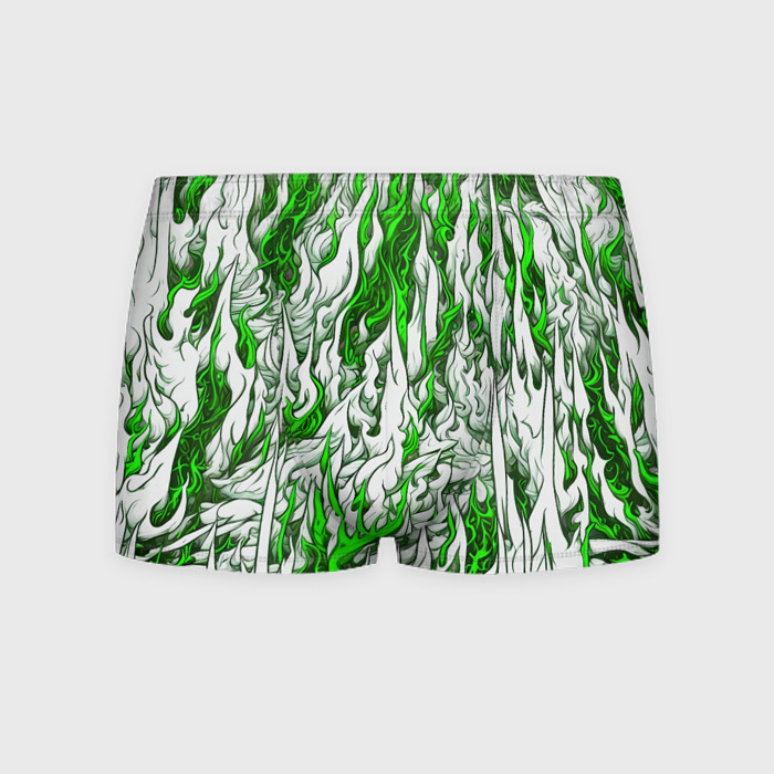 Мужские трусы 3D Белый и зелёный узор фото