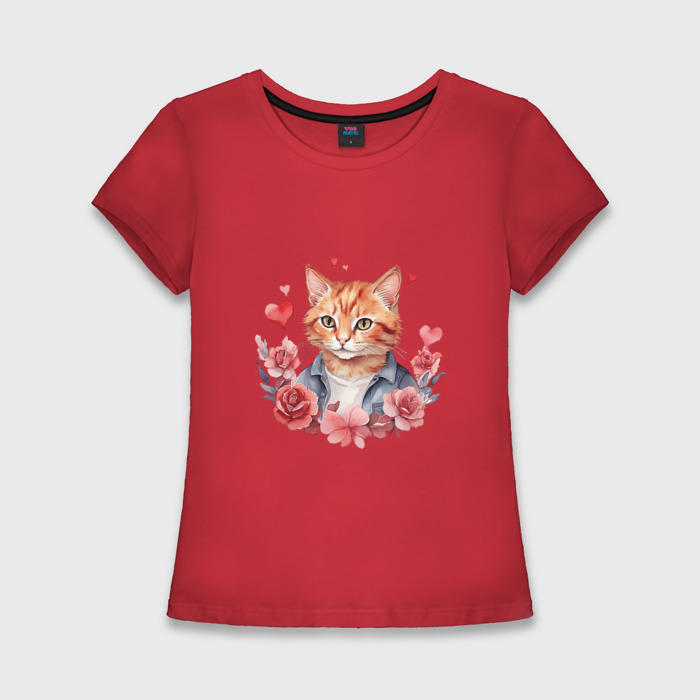 Женская футболка хлопок Slim Мартовский котик фото