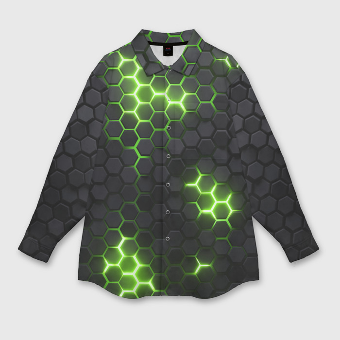 Мужская рубашка oversize 3D Неоновый зеленый фото
