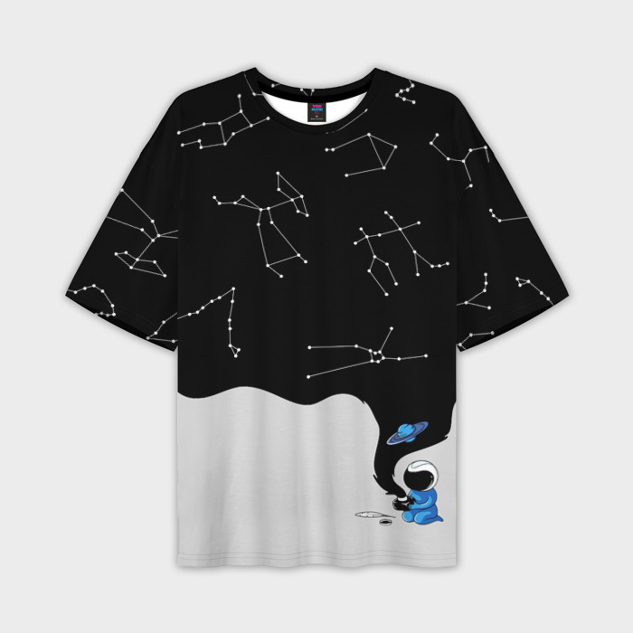 Мужская футболка oversize 3D Космический космонавтик фото