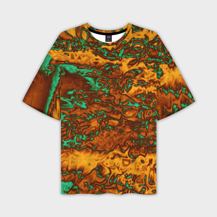 Мужская футболка oversize 3D Неон и медь фото