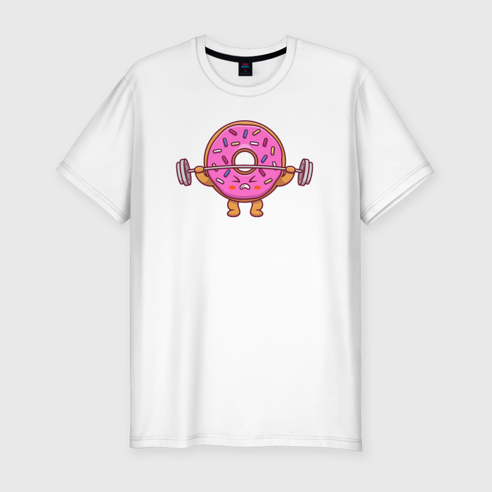 Мужская футболка хлопок Slim Пончик со штангой фото