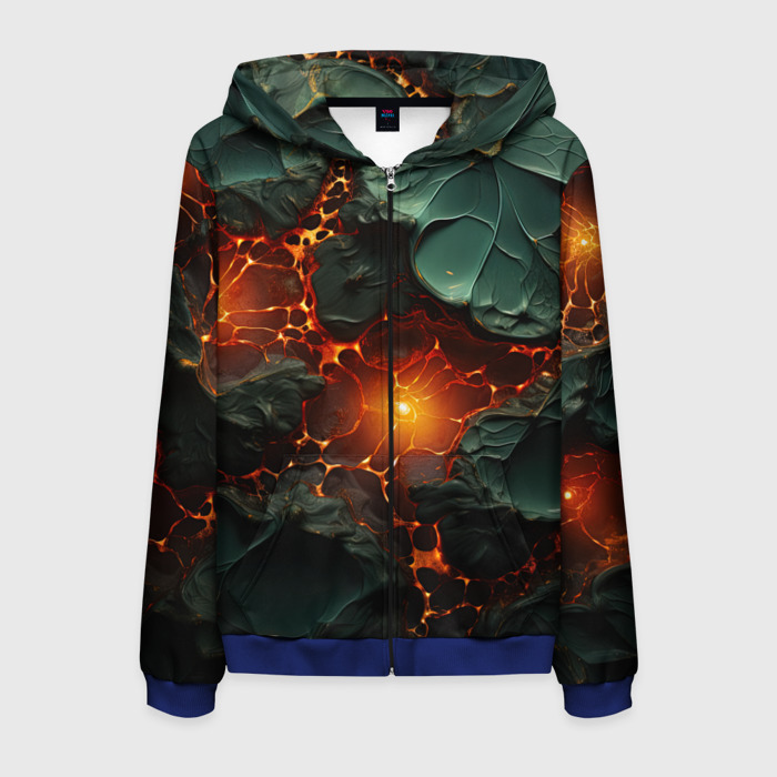 Мужская толстовка 3D на молнии Объемная текстура и лава фото