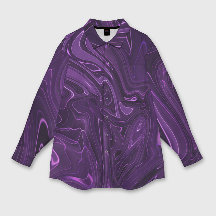 Мужская рубашка oversize 3D Абстакция на темно фиолетовом фото