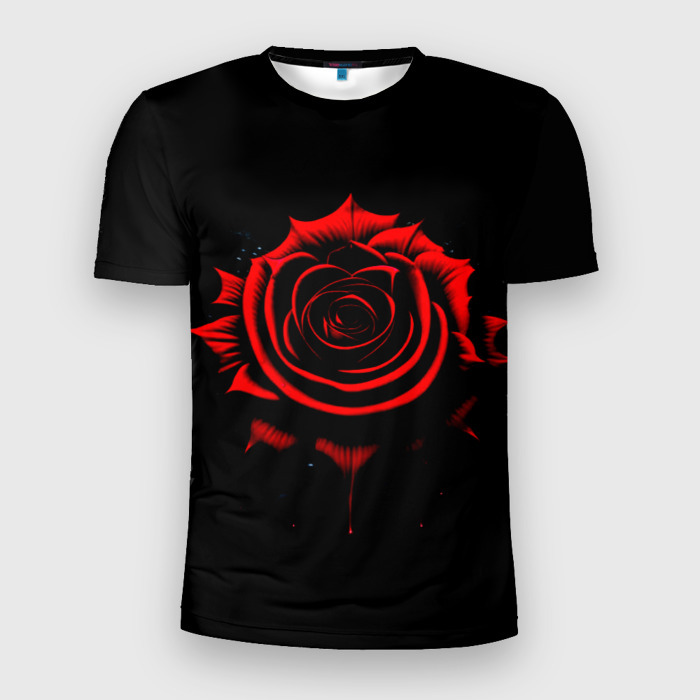 Мужская футболка 3D Slim Роза в темноте фото
