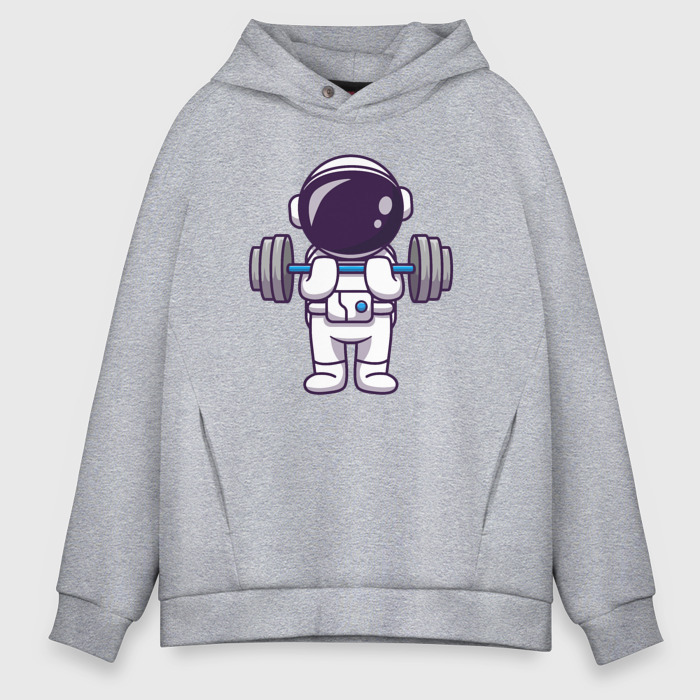Мужское худи Oversize хлопок Космонавт со штангой фото