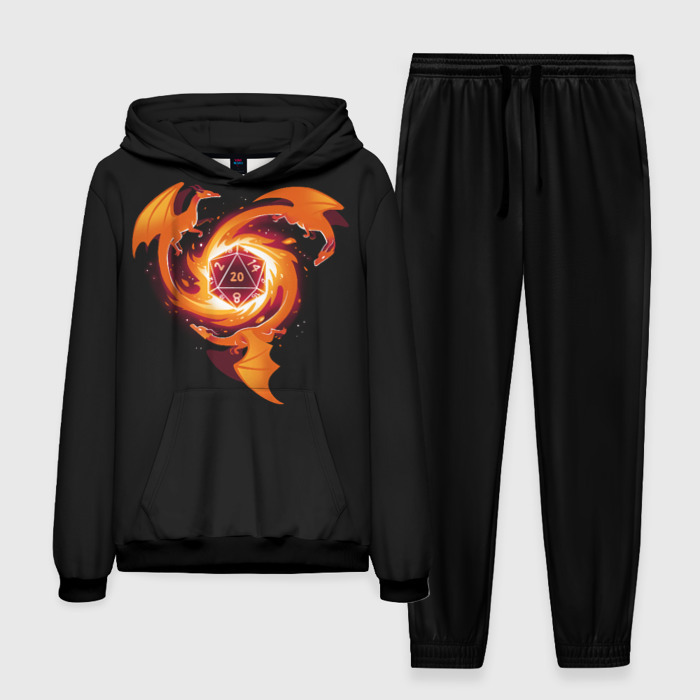 Мужской костюм с толстовкой 3D Кружащие драконы   d20 фото